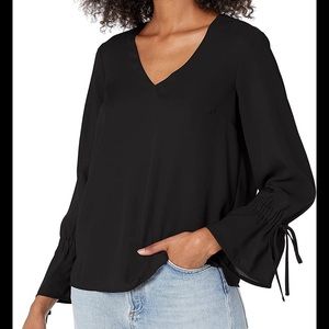 J.Crew Mercantile Womens Tie Sleeve Blouse Black 10